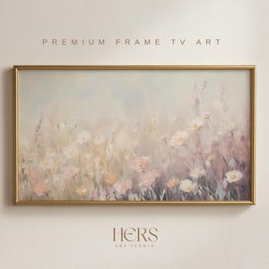 FRAME TV art Summer Wildflowers Soft Pastel, Samsung Frame tv art field of flowers, Spring country farmhouse cottage tv art vintage style