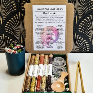Create Your Own Loose Leaf Tea Kit – 5 Flavors, Infuser, Spoon (Boxed Tubes)
