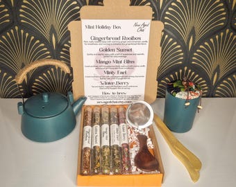 Holiday Herbal Tea Gift Box: 5 Loose Leaf Blends, Infuser & Spoon