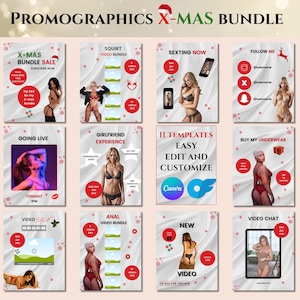 Customizable OnlyFans Promo Graphics Templates | Christmas Social Media Templates | OnlyFans Content Ideas | Editable Canva