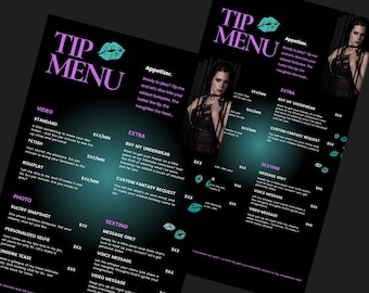 Customizable Onlyfans Purple and Green Tip Menu Template: Canva Editable (Digital Download)