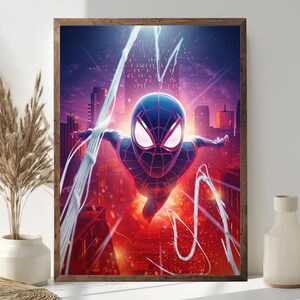Miles Morales: Urban Ascent Poster oramad, Marvels Spider-Man Miles Morales väggkonst, 2026 Brooklyn Hero Print, Superhjältedekor bild 2