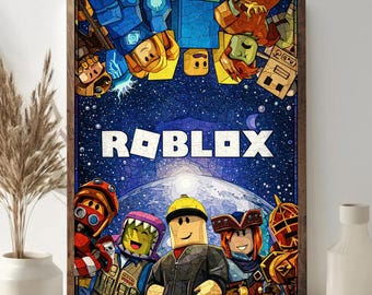 Roblox Stained Glass Art Poster, Virtual World Wall Decor, Unframed Gaming Print
