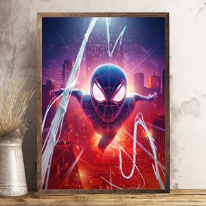 Miles Morales: Urban Ascent Poster oramad, Marvels Spider-Man Miles Morales väggkonst, 2026 Brooklyn Hero Print, Superhjältedekor bild 1