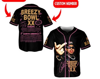 Custom Chris Brown Tour Jersey, Breezy Bowl XX 2025 Baseball Shirt, R&B Concert Fan Merch, Hip Hop Streetwear, Unisex Tour Outfit