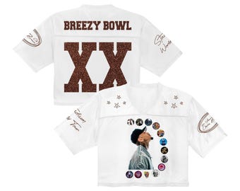Maglia da football Chris Brown Tour Crop Top, maglietta Breezy Bowl 2025, gadget per concerti R&B, regalo unisex per i fan, abbigliamento hip hop da strada