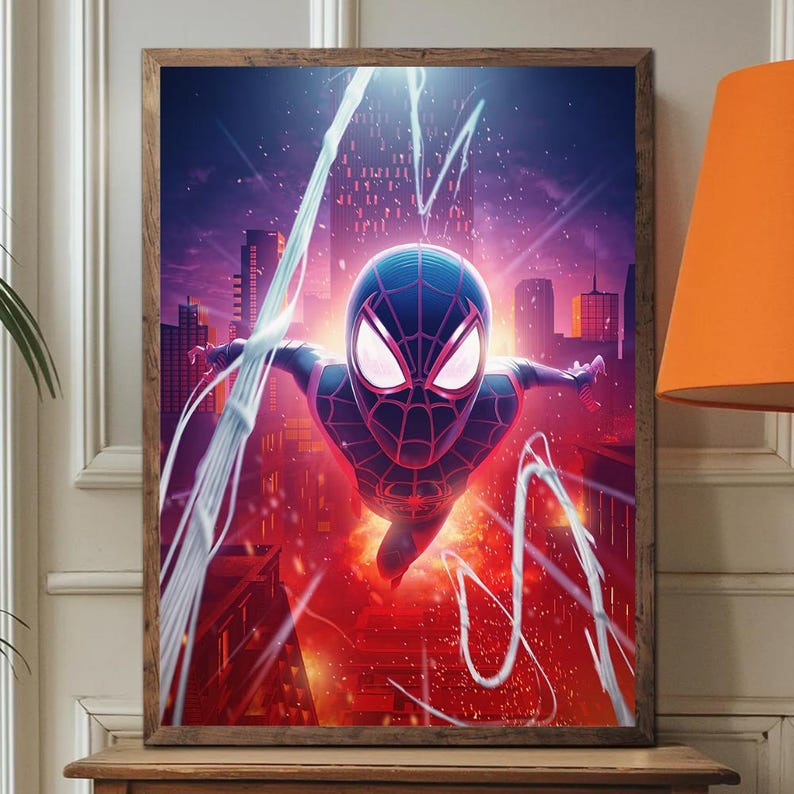 Miles Morales: Urban Ascent Poster oramad, Marvels Spider-Man Miles Morales väggkonst, 2026 Brooklyn Hero Print, Superhjältedekor bild 3