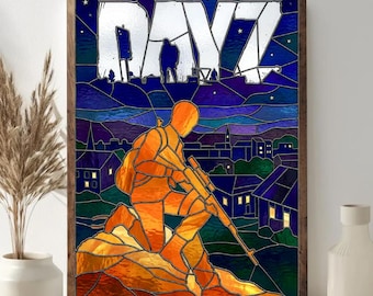DayZ Stained Glass Art Poster, Survival Horror Wall Decor, Unframed Gaming Print