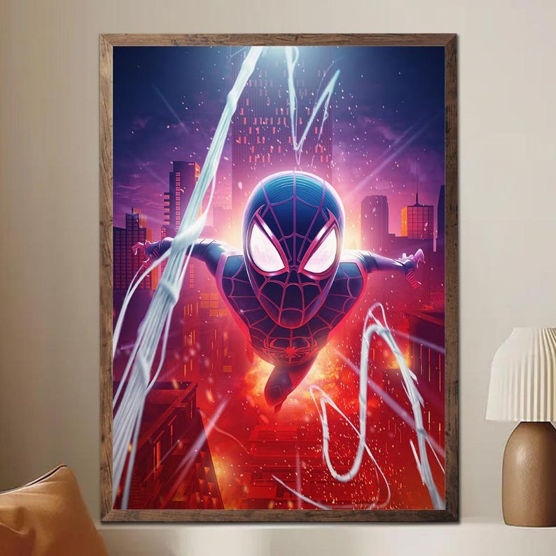 Miles Morales: Urban Ascent Poster oramad, Marvels Spider-Man Miles Morales väggkonst, 2026 Brooklyn Hero Print, Superhjältedekor bild 5