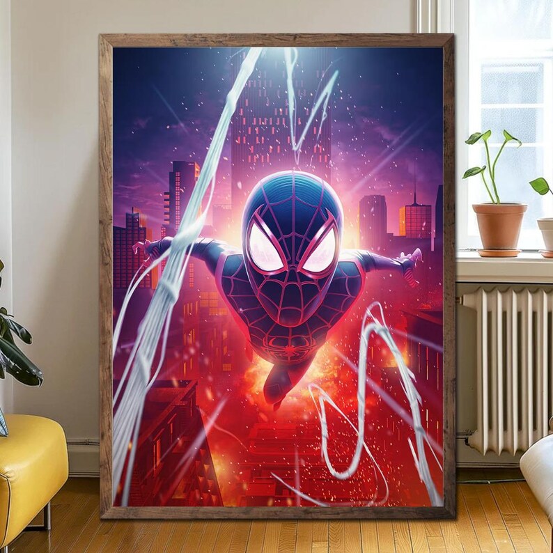 Miles Morales: Urban Ascent Poster oramad, Marvels Spider-Man Miles Morales väggkonst, 2026 Brooklyn Hero Print, Superhjältedekor bild 4