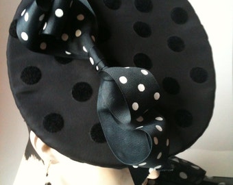 Polka Dot Bow Platter Hat
