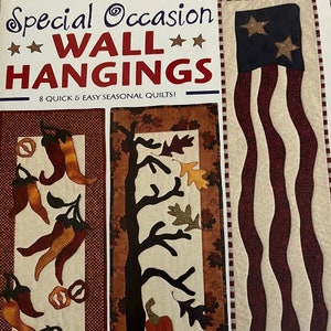 May include: A book titled "Special Occasion Wall Hangings" with a red, white, and blue American flag design on the cover. The book features 8 quick and easy seasonal quilts.