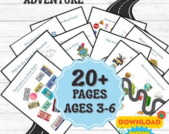 Road Trip Activity Book for Kids: Travel Games & Coloring Pages (Ages 3-6) (PDF Download)