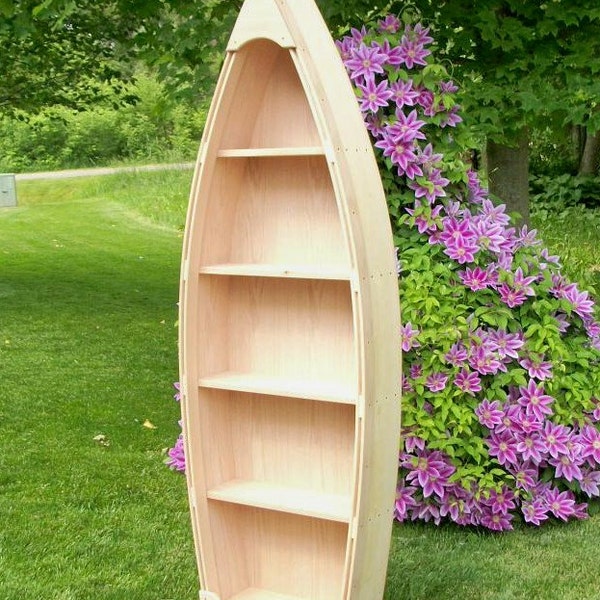 6 Ft Unfinished Row Boat shelf Bookshelf Bookcase hand crafted canoe nautical