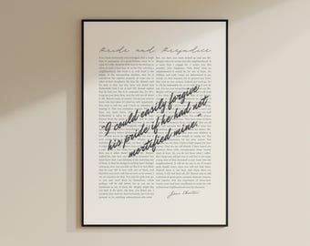 Pride and Prejudice Quote Poster: Jane Austen Book Lover Gift