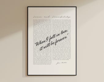 Sense and Sensibility Print: Jane Austen Book Quote Poster