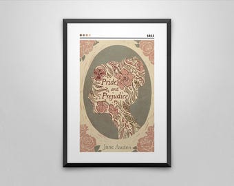 Pride and Prejudice Book Cover Art Print: Jane Austen Home Decor