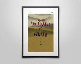 The Grapes of Wrath Book Cover Art Print: John Steinbeck Poster