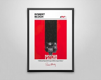 Psycho Book Cover Art Print: Robert Bloch Minimalist Poster