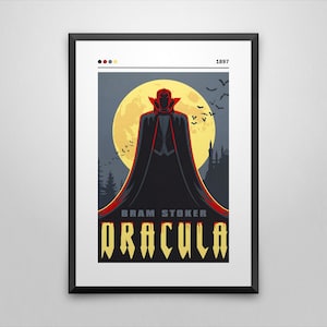 Impresión artística de la portada del libro Drácula: póster minimalista de Bram Stoker