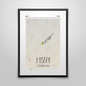 Konsttryck av bokomslag Misery: Stephen King minimalistisk poster