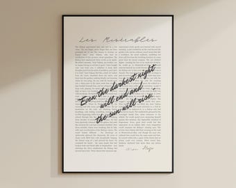 Les Misérables Book Quote Poster | Victor Hugo | Minimalist Book Poster | Book Lover Gift | Wall Art Print | Home Decor