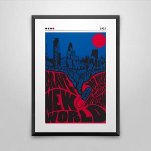 Póster de portada del libro "Un mundo feliz" / Aldous Huxley / Póster minimalista / Póster personalizado / Impresión de arte mural / Decoración del hogar