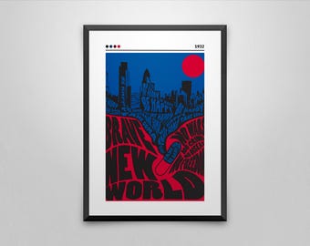 Brave New World Book Cover Art Print: Aldous Huxley Poster