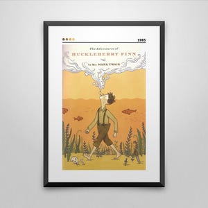 Huckleberry Finn bokomslag konsttryck: Mark Twain minimalistisk poster
