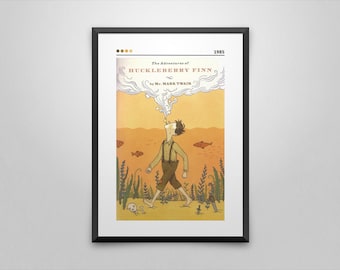Huckleberry Finn Book Cover Art Print: Mark Twain Minimalist Poster