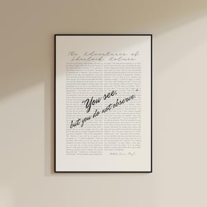 The Adventures of Sherlock Holmes Book Quote Poster | Arthur Conan Doyle | Minimalist Book Poster | Book Lover Gift | Wall Art Print