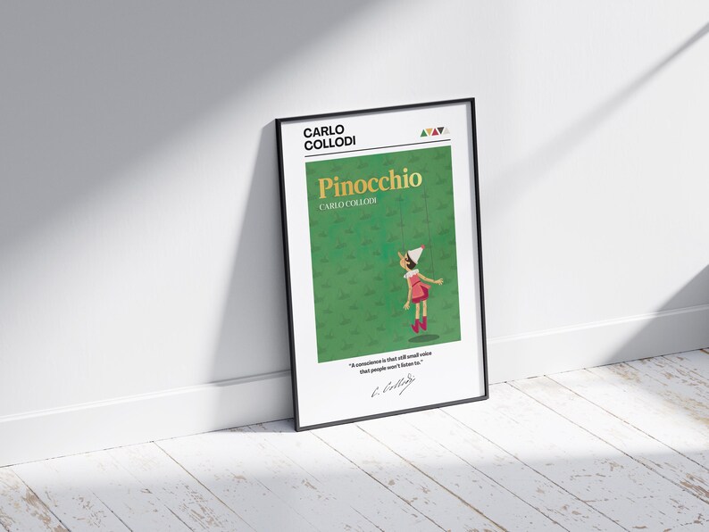 Pinocchio Lettering Pinocchio Book Cover Art Print: Carlo Collodi Poster - Etsy
