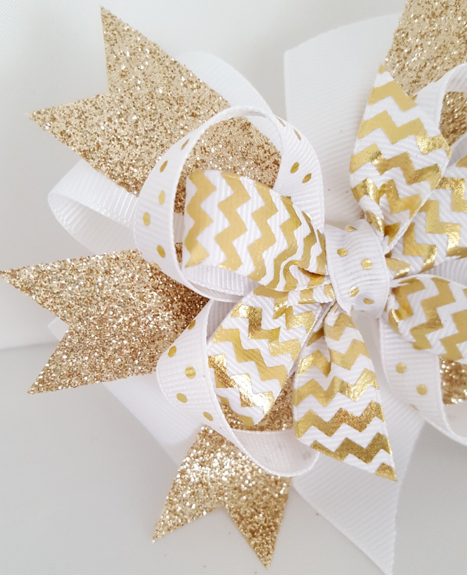 Gold Glitter Hair Bow Babys first New Years Eve Bow 4 inch Etsy