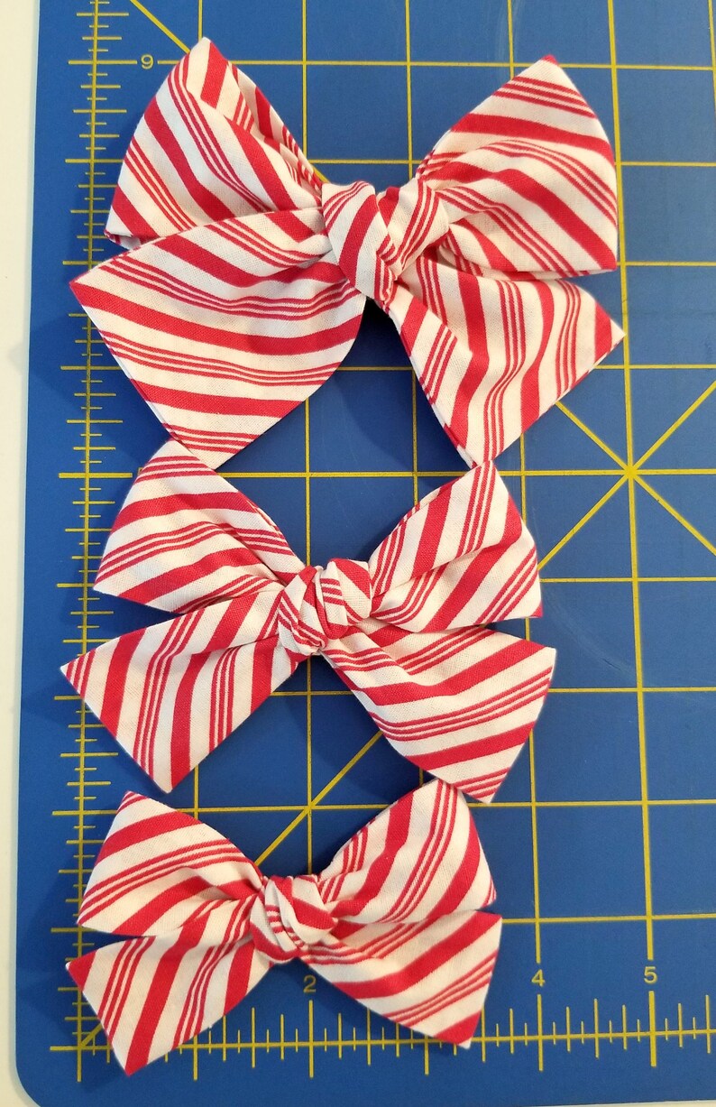Christmas Candy Cane Stripe Bow Red & White holiday Candy Etsy