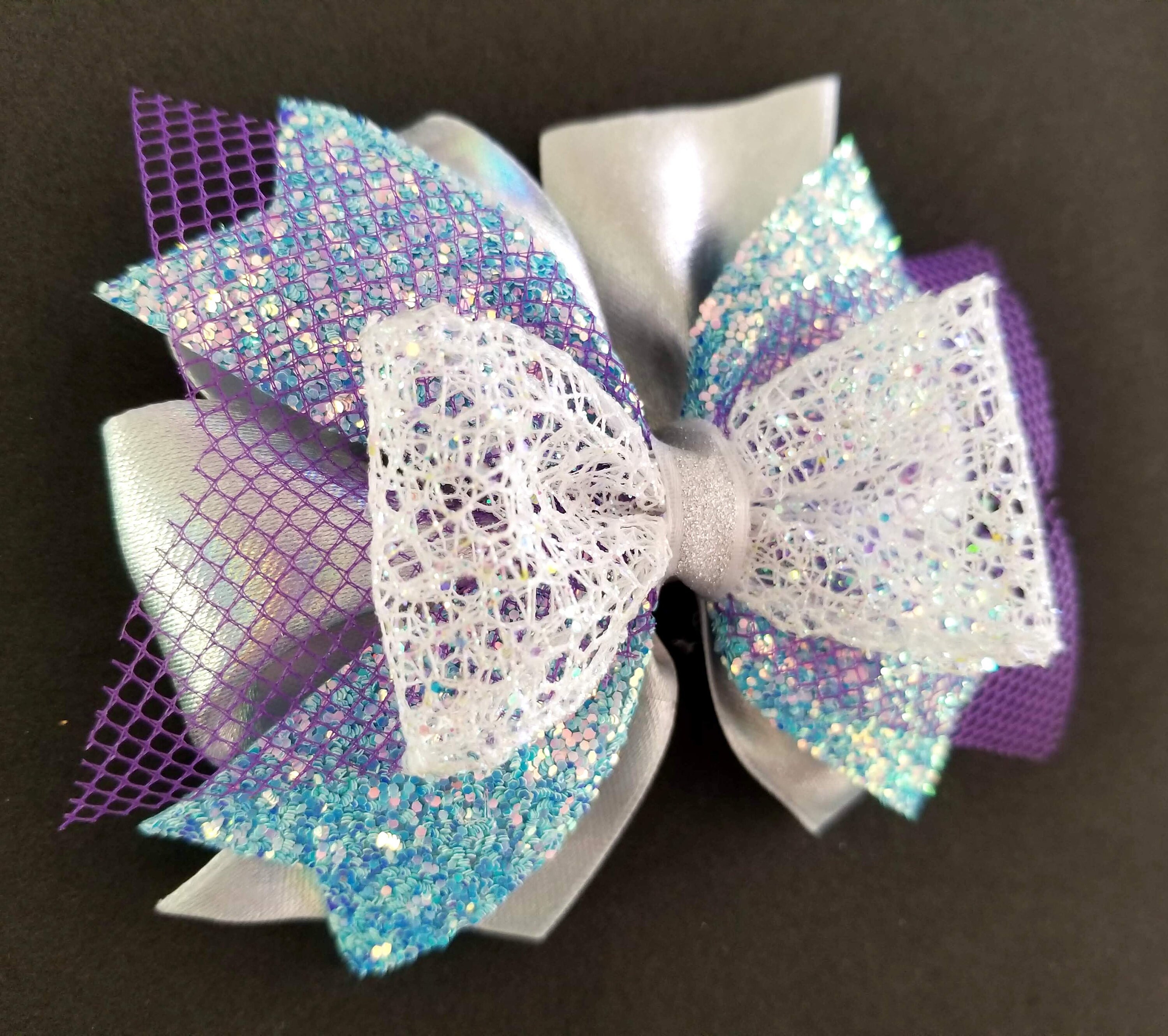 4 Inch Girls Pink Tulle Glitter Snowflake Hair Bow With Clip Grosgrain Ribbon