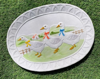 Platter - Large Vintage Serving Platter with Geese from Otagiri