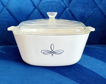 Casserole Dish - Vintage CorningWare "Black Trefoil" 2.5 Quart, Square Casserole with Lid