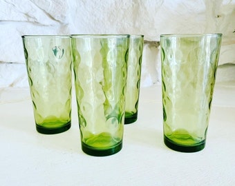 Glasses - Vintage Hazel Atlas, "Cooler Eldorado Green" Glass with Polka Dots