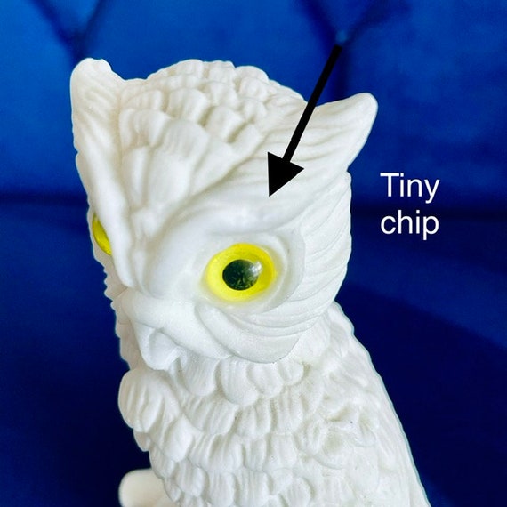 Figurine - Alabaster Owl With Yellow Eyes - Etsy