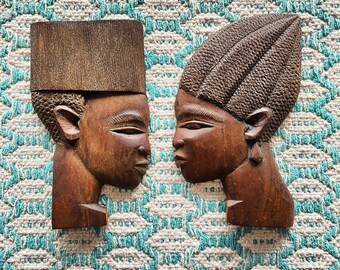 Wall Decor - Pair of Vintage, Carved African Silhouette Plaques