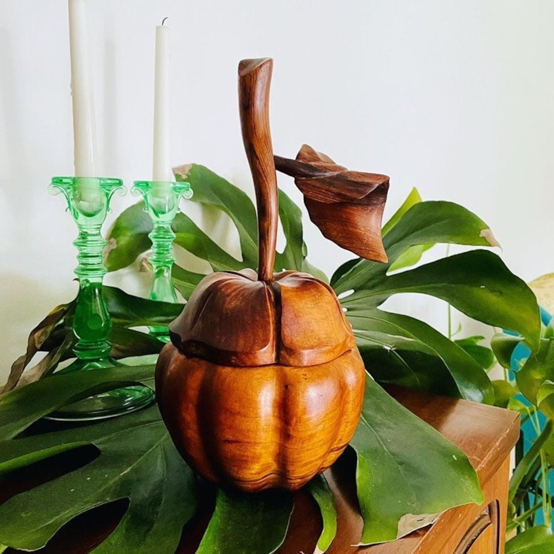 Container - Vintage Monkey Pod, Large Fruit Shaped Jar With Lid - Etsy