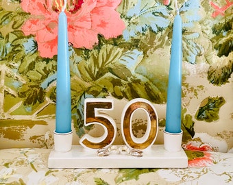 Candle Holder - Vintage 50th Anniversary, Golden Dogwood by Norcrest