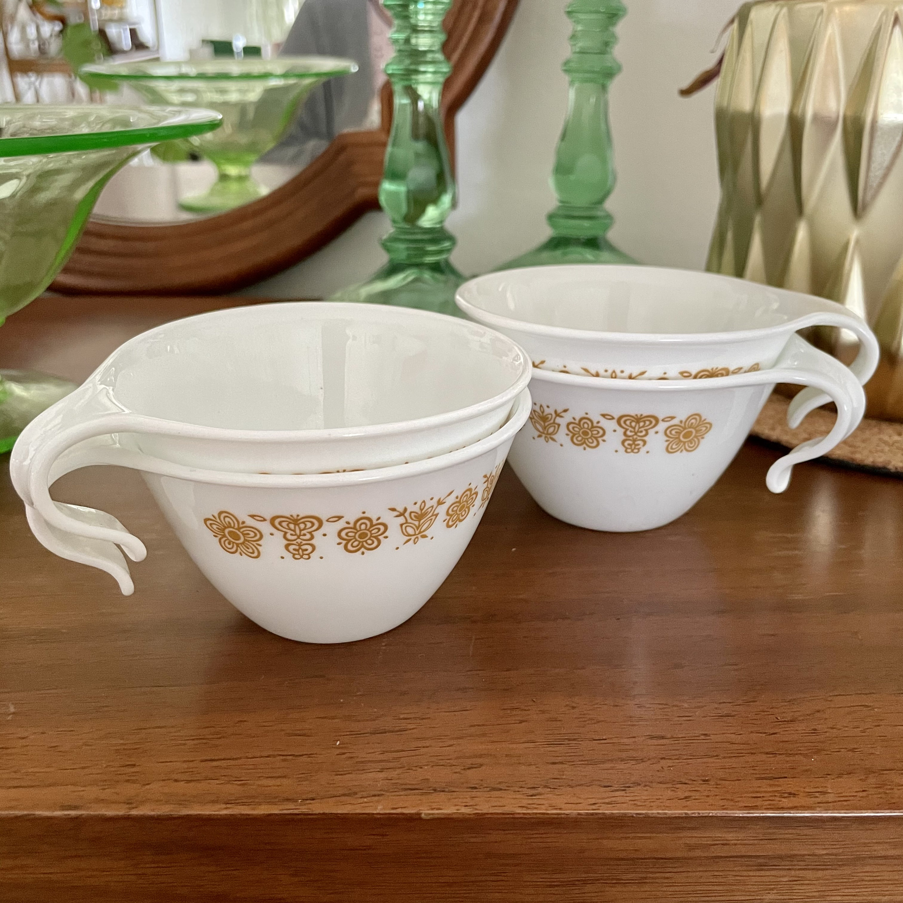 Tea Cups Vintage Corelle Livingware Corning Butterfly Gold Etsy