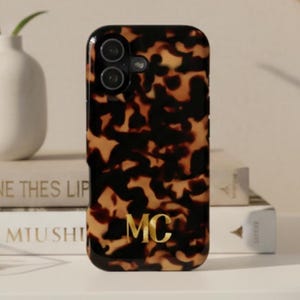 Personalized Tortoise Shell Phone Case Custom Marble iPhone 17 16 15 Pro Max MagSafe Tough Case Designer Phonecase Gift for Her