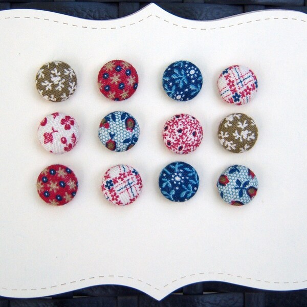 vintage calico-mini fabric covered button collection