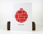 Christmas Card, Red Christmas Ornament Holiday Greeting Card, Christmas Carol Card