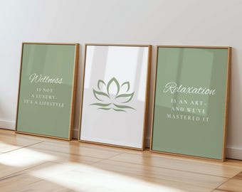 Sage Green Spa Wall Art: Wellness Room Decor, Massage Therapy Art (Digital Download)