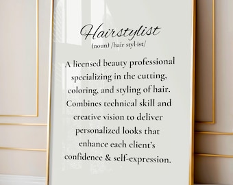 Friseur Definition Wand Kunst Druck | Friseur Salon Dekor | Friseur Geschenk (Digitaler Download)