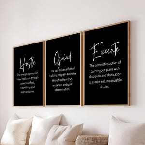 Hustle Grind Execute, Home Office Wall Art, Motivational Office Prints (Digital Download)