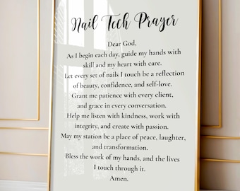 Nail Tech Prayer Wall Art Printable, Christian Nail Salon Decor, Nail Tech Wall Art Decor, Gift For Nail Technicians, Nail Spa Printable Art